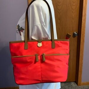 Michael Kors Kempton Tote Nylon Shoulder Bag. Red